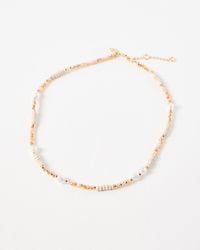 Oliver Bonas - Etti Beads & Faux Pearl Beaded Necklace - Lyst