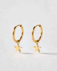 Oliver Bonas - Novie Tone Waterproof Etched Star Hoop Earrings - Lyst
