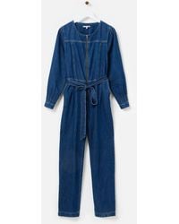 Oliver Bonas - Dark Denim Zip Up Jumpsuit, Size 6 - Lyst
