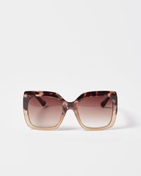 Oliver Bonas - Square Brown Ombre Mixed Faux Tortoiseshell Sunglasses - Lyst