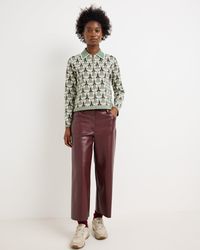 Oliver Bonas - Faux Leather Cropped Wide Leg Trousers, Size 10 - Lyst