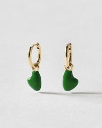 Oliver Bonas - Saskia Enamel Heart Drop Huggie Earrings - Lyst