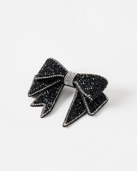 Oliver Bonas - Gabrielle Black Stone Hair Bow Barrette Clip - Lyst