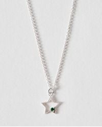 Oliver Bonas - Eris Textured Star Charm Cubic Zirconia Inlay Pendant Necklace - Lyst