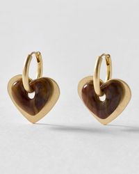 Oliver Bonas - Romilly Resin Heart Charm Hoop Earrings - Lyst