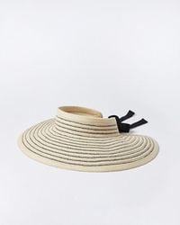 Oliver Bonas - Black & Natural Striped Foldable Visor Hat - Lyst