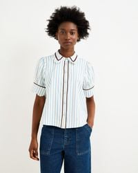 Oliver Bonas - White & Striped Scalloped Collar Shirt, Size 10 - Lyst