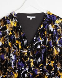 Oliver Bonas - Floral Print Velvet Midi Dress - Lyst