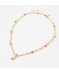 Oliver Bonas - Silvie Gold Strawberry & Faux Pearl Double Row Necklace - Lyst