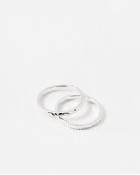 Oliver Bonas - Anita Ridged Texture Stacking Rings Set Of Two - Lyst