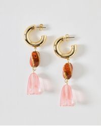 Oliver Bonas - Claudia Resin Flower Drop Hoop Earrings - Lyst