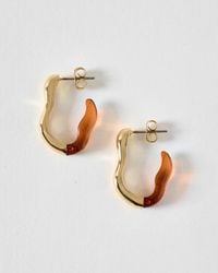 Oliver Bonas - Maria Resin & Gold Tone Wavy Hoop Earrings - Lyst