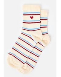 Oliver Bonas - Blue & Red Striped Heart Ankle Socks - Lyst
