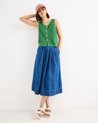 Oliver Bonas - Mid Scalloped Pocket Denim Midi Skirt, Size 10 - Lyst