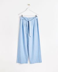 Oliver Bonas - Chambray High Waist Wide Leg Trousers, Size 8 - Lyst
