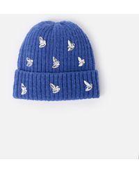 Oliver Bonas - Cobalt Gemstone Knitted Beanie Hat - Lyst