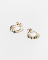 Oliver Bonas - Skye Green Glass Huggie Hoop Earrings - Lyst