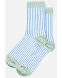 Oliver Bonas - Blue & Green Striped Ribbed Ankle Socks - Lyst