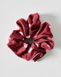 Oliver Bonas - Honey Burgundy & Pink Polka Dot Scrunchie - Lyst