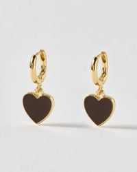 Oliver Bonas - Cove Heart Drop Huggie Earrings - Lyst