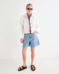 Oliver Bonas - Ecru Frill Collar Denim Jacket, Size 10 - Lyst