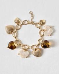 Oliver Bonas - Aria & Gold Tone Resin Heart Charm Bracelet - Lyst