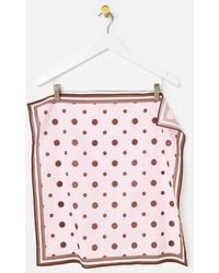 Oliver Bonas - Light & Brown Polka Dot Cotton Square Scarf - Lyst