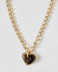 Oliver Bonas - Romilly Tone & Brown Resin Heart Charm Pendant Necklace - Lyst