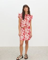 Oliver Bonas - White & Floral Embroidered Mini Skirt, Size 6 - Lyst