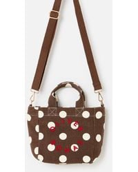 Oliver Bonas - & Ecru Polka Dot Logo Fabric Mini Tote Crossbody Bag - Lyst