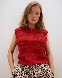 Oliver Bonas - Scallop Frill Zip Up Knitted Waistcoat - Lyst