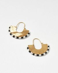 Oliver Bonas - Arcadia Semi Circle With Bead Detail Trim Hoop Earrings - Lyst