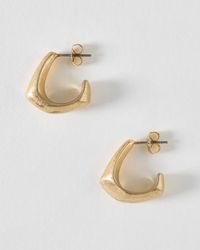 Oliver Bonas - Suri Brushed Tone Hoop Earrings - Lyst