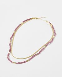 Oliver Bonas - Honey Chain & Beaded Layered Collar Necklace - Lyst