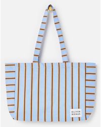 Oliver Bonas - & Brown Striped Logo Fabric Tote Shopper Bag - Lyst