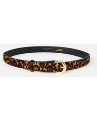 Oliver Bonas - Leopard Print Textured Leather Jeans Belt - Lyst
