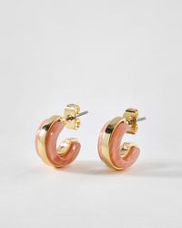 Oliver Bonas - Emilia Pink & Tone Resin Hoop Earrings - Lyst