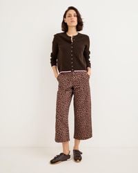 Oliver Bonas - Animal Print Scalloped Pocket Cropped Wide Leg Jeans, Size 10 - Lyst