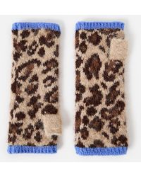 Oliver Bonas - Leopard Print Knitted Wrist Warmers - Lyst