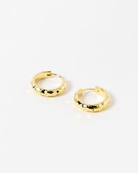 Oliver Bonas - Efa Hammered Huggie Earrings Large - Lyst