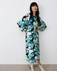 Oliver Bonas - Cloudy Bloom Floral Midi Dress, Size 10 - Lyst
