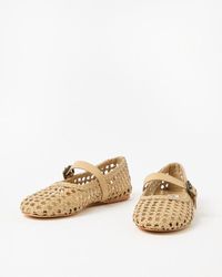 Oliver Bonas - Asra Neve Woven Beige Leather Mary Janes - Lyst