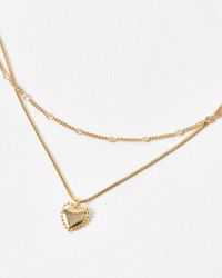 Oliver Bonas - Olya Mini Heart Pendant Layered Necklace - Lyst
