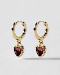 Oliver Bonas - Louise Pink Stone Heart Drop Earrings - Lyst