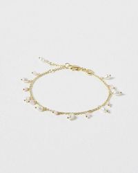 Oliver Bonas - Mae Pink Opal, Rose Quartz & Freshwater Pearl Gold Plated Chain Bracelet - Lyst