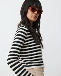 Oliver Bonas - Monochrome Stripe Knitted Cardigan, Size 6 - Lyst