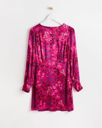 Oliver Bonas - Floral Satin Pink Mini Dress, Size 6 - Lyst