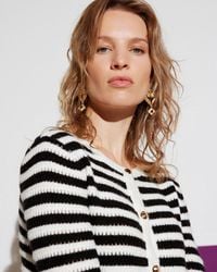 Oliver Bonas - Monochrome Stripe Knitted Cardigan - Lyst