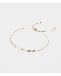 Oliver Bonas - Dahlia Bead & Pearl Fine Chain Bracelet - Lyst