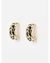 Oliver Bonas - Mitzi Leopard Print Enamel Hoop Earrings - Lyst
